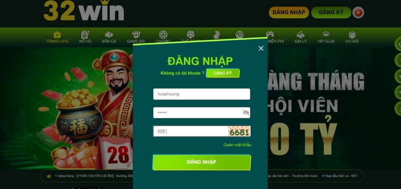 Không nhập sai nhiều lần khi thực hiện đăng nhập vào 32WIN